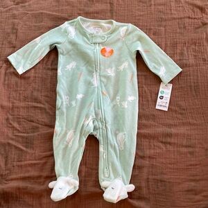 Size 3Month Baby Footie Pajama, Blue with Cute bunnies